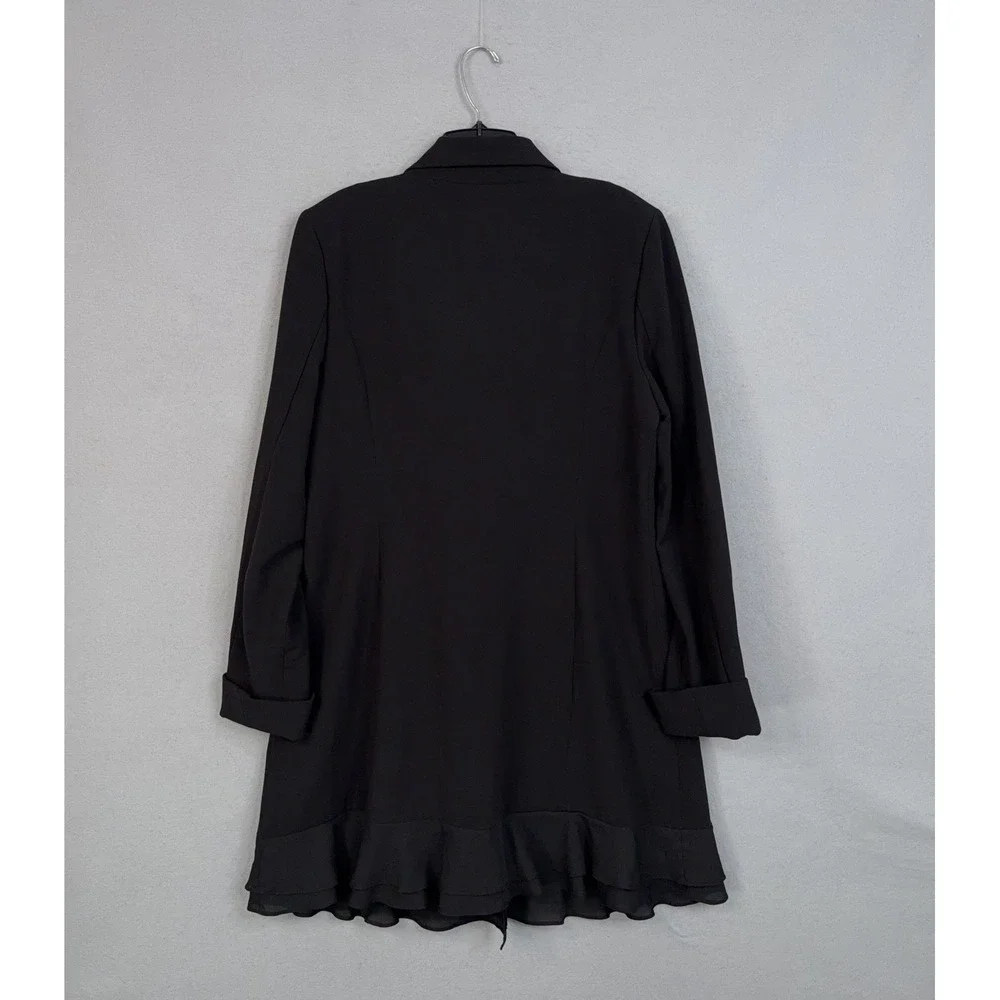 Karl Lagerfeld Blazer Dress Womens 16 Black Ruffle Hem Double Breasted Career